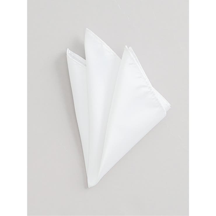 01白 | シルク混 白無地 フォーマルチーフ | TAKA-Q MEN