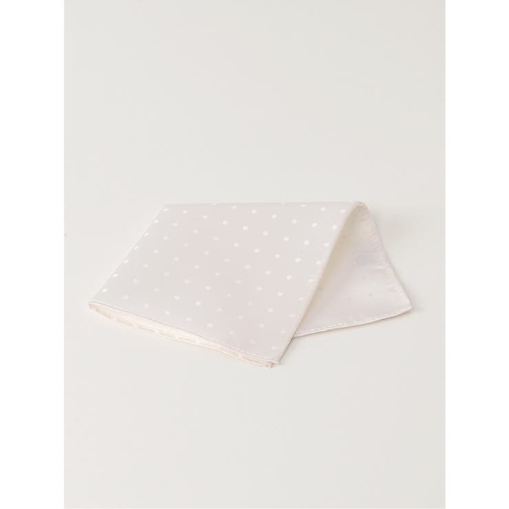 01白 | シルク ドット柄チーフ | TAKA-Q MEN