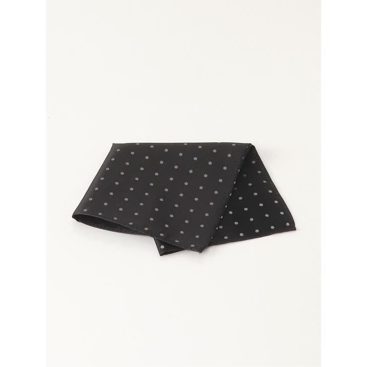 05黒 | シルク ドット柄チーフ | TAKA-Q MEN
