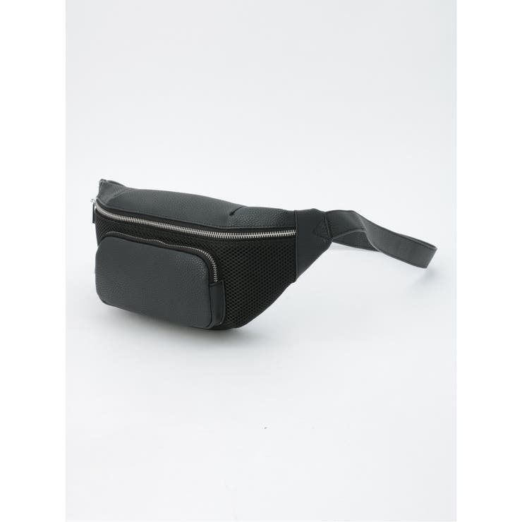 シボ×メッシュ ZIP使い 横ボディバッグ[品番：TKQJ0015149]｜TAKA-Q