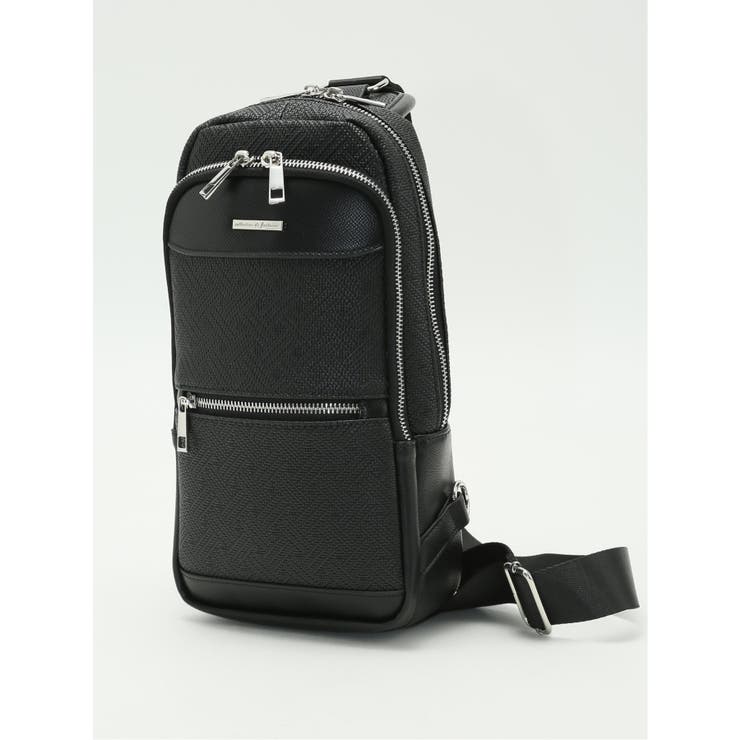 05黒 | 編地型押し ボディバッグ | TAKA-Q MEN