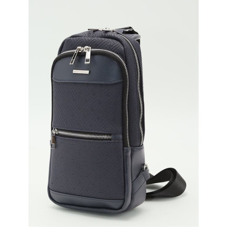 75紺 | 編地型押し ボディバッグ | TAKA-Q MEN