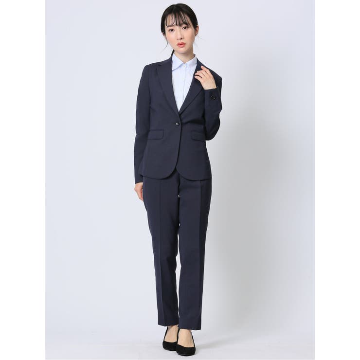 ストレッチウォッシャブル 1ボタンジャケット+テーパードパンツ 紺 | TAKA-Q WOMEN | 詳細画像1 