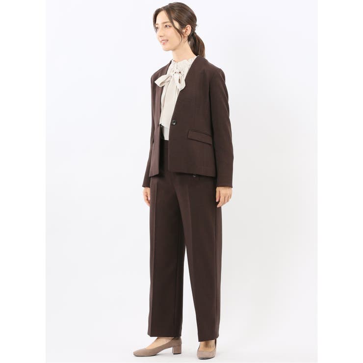 ストレッチウォッシャブル ノーカラージャケット＋セミワイドパンツ ウーリッシュこ… | TAKA-Q WOMEN | 詳細画像2 