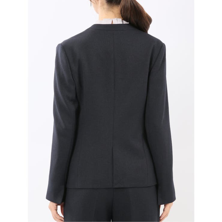 ストレッチウォッシャブル ノーカラージャケット＋セミワイドパンツ ウーリッシュ紺 | TAKA-Q WOMEN | 詳細画像8 