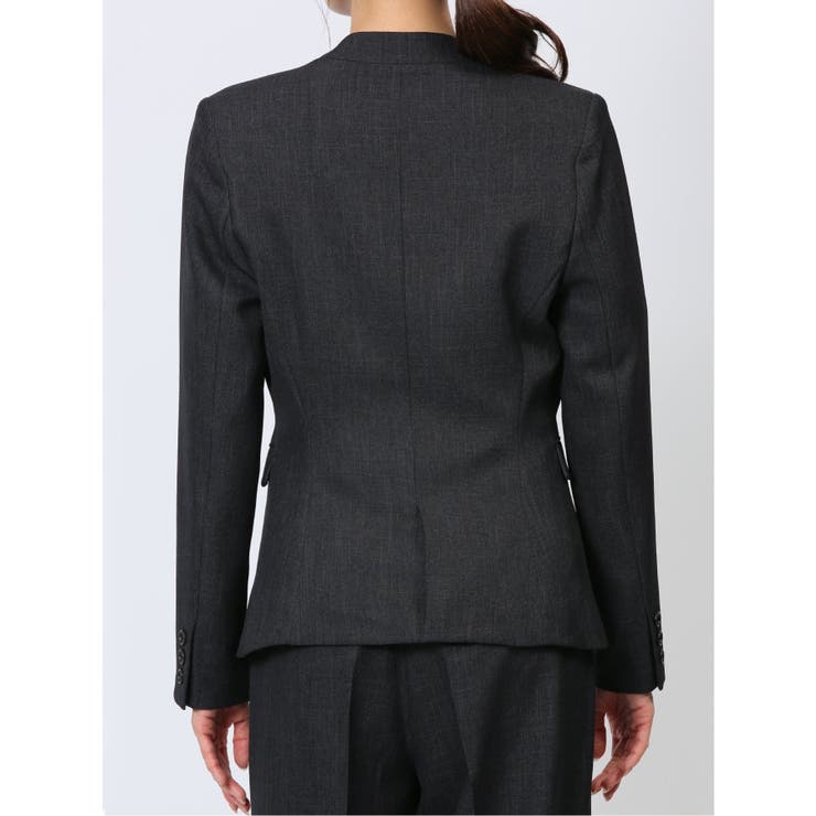 シャークスキン カラーレスジャケット＋セミワイドパンツ 紺 | TAKA-Q WOMEN | 詳細画像6 