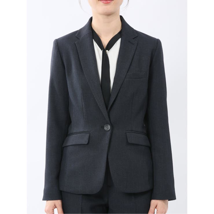 ストレッチウォッシャブル 1ボタンジャケット＋テーパードパンツ 紺 | TAKA-Q WOMEN | 詳細画像4 