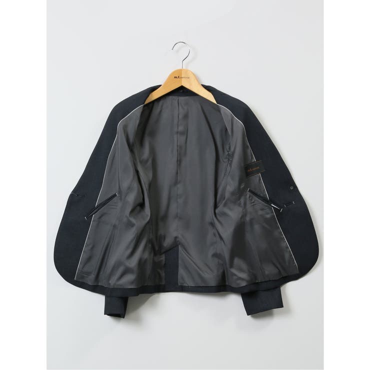 シャークスキン カラーレスジャケット＋セミワイドパンツ 青 | TAKA-Q WOMEN | 詳細画像14 