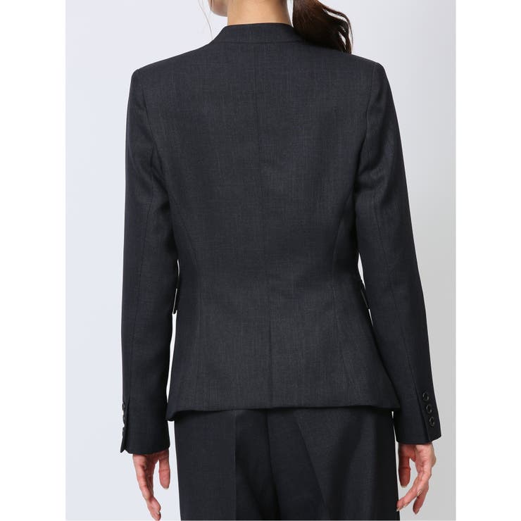 シャークスキン カラーレスジャケット＋セミワイドパンツ 青 | TAKA-Q WOMEN | 詳細画像6 