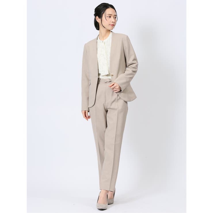 ストレッチウォッシャブル カラーレスジャケット＋テーパードパンツ メランジベージュ[品番：TKQJ0024596]｜TAKA-Q  WOMEN（タカキューウーマン）のレディースファッション通販｜SHOPLIST（ショップリスト）