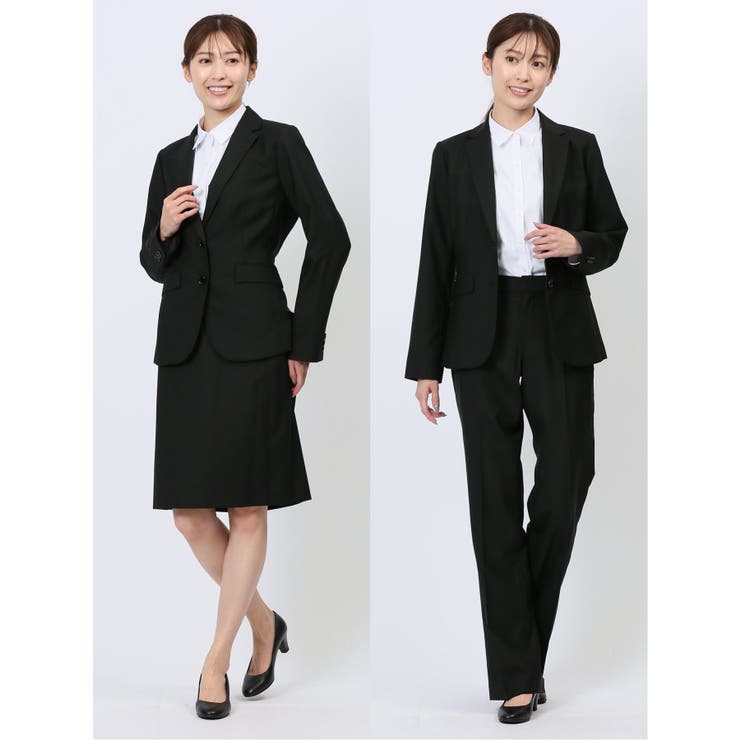【WEB限定】黒無地 2ボタンジャケット＋スカート＋パンツ | TAKA-Q WOMEN | 詳細画像1 