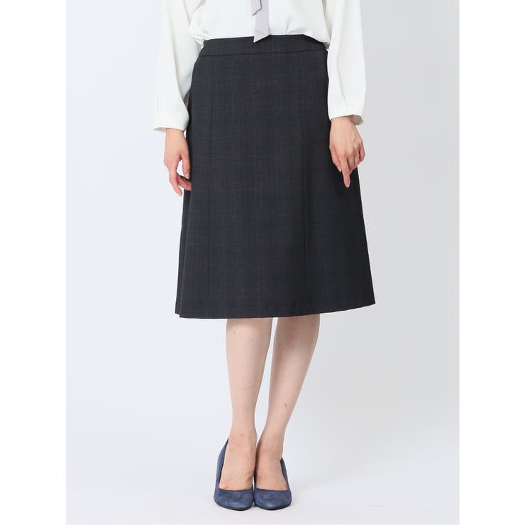 75紺 | トラベスト チェック柄 フレアースカート 紺(セットアップ可能) | TAKA-Q WOMEN