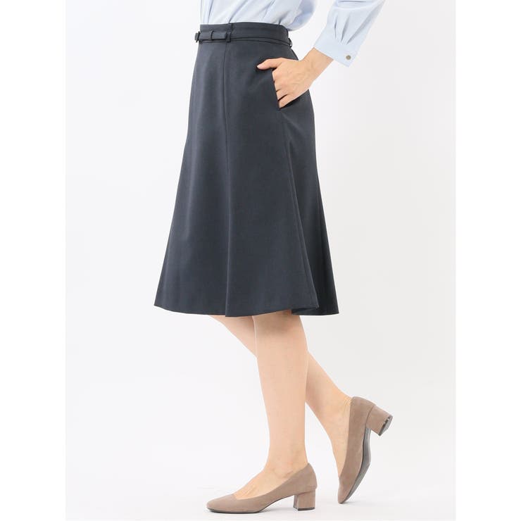 ストレッチウォッシャブル ウール調 フレアースカート 紺(セットアップ可能) | TAKA-Q WOMEN | 詳細画像2 