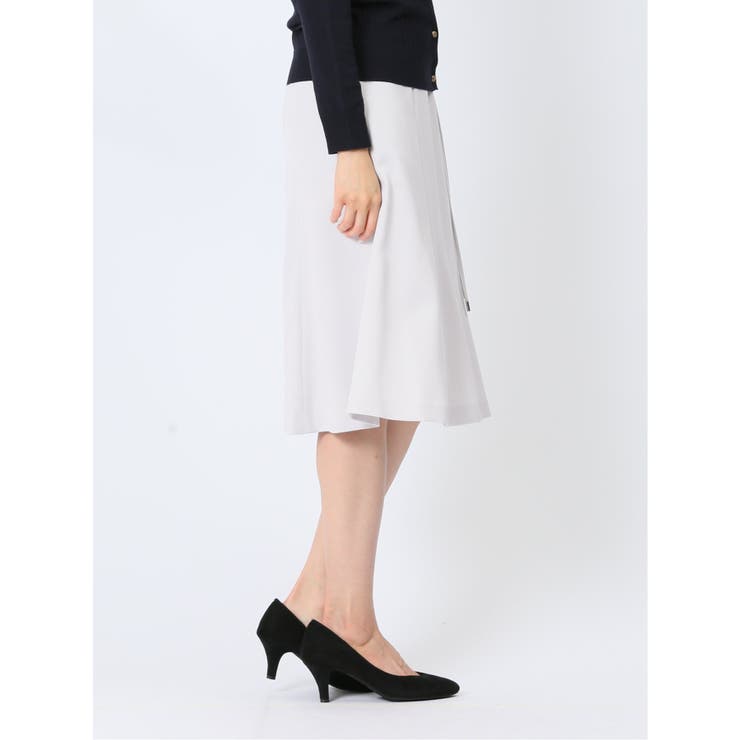 麻調合繊 フレアースカート ライトグレー(セットアップ可能) | TAKA-Q WOMEN | 詳細画像4 