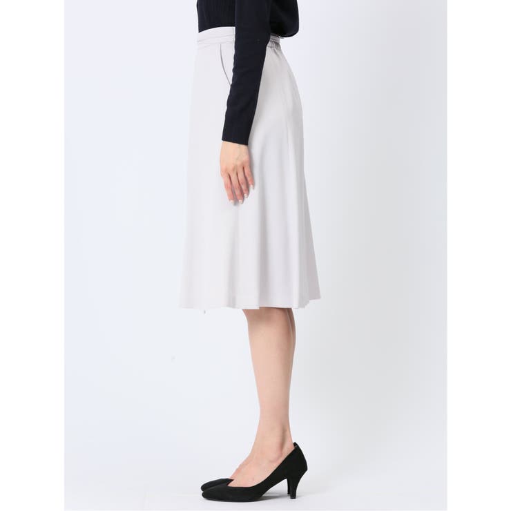 麻調合繊 フレアースカート ライトグレー(セットアップ可能) | TAKA-Q WOMEN | 詳細画像6 