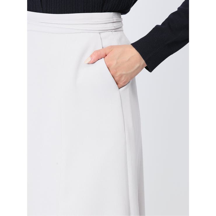 麻調合繊 フレアースカート ライトグレー(セットアップ可能) | TAKA-Q WOMEN | 詳細画像8 