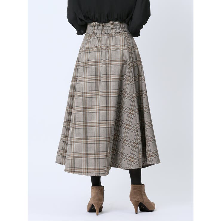 チェック柄 ロングフレアースカート | TAKA-Q WOMEN | 詳細画像3 