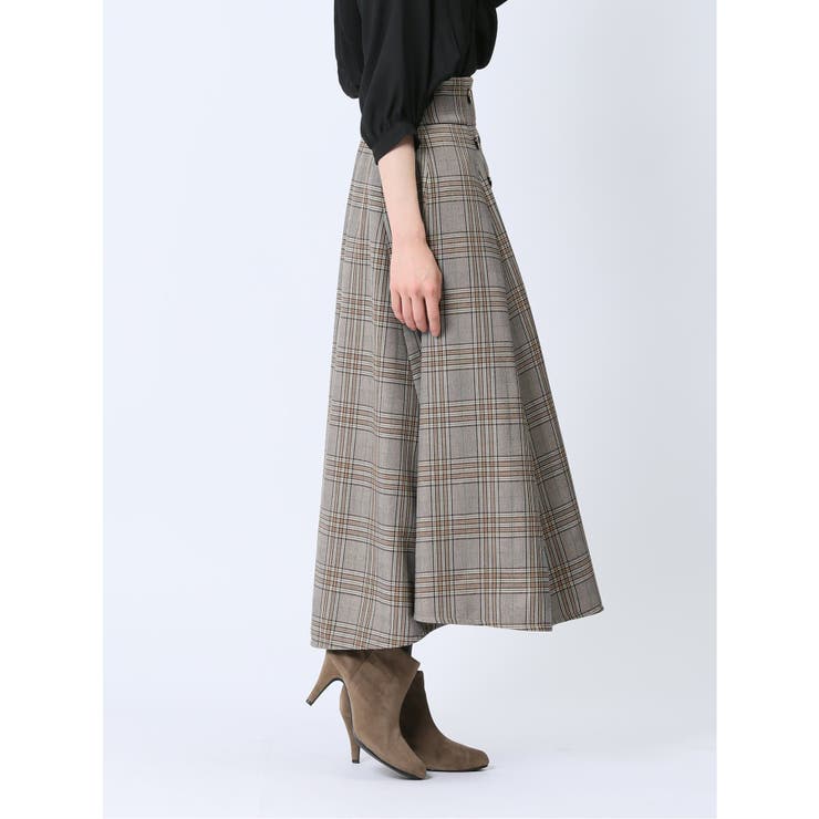 チェック柄 ロングフレアースカート | TAKA-Q WOMEN | 詳細画像4 