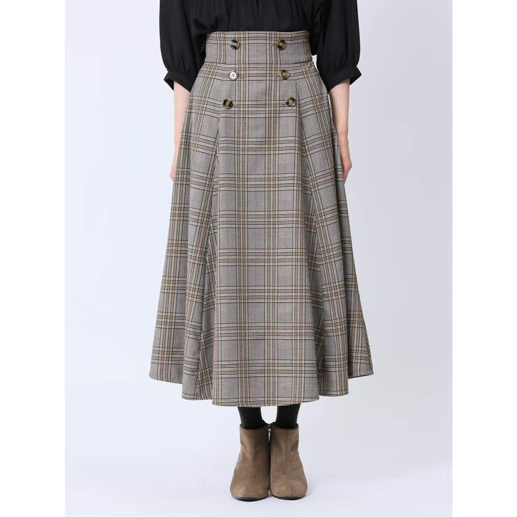 チェック柄 ロングフレアースカート | TAKA-Q WOMEN | 詳細画像5 