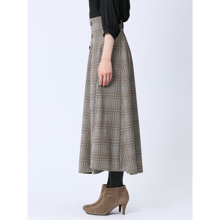 チェック柄 ロングフレアースカート | TAKA-Q WOMEN | 詳細画像6 