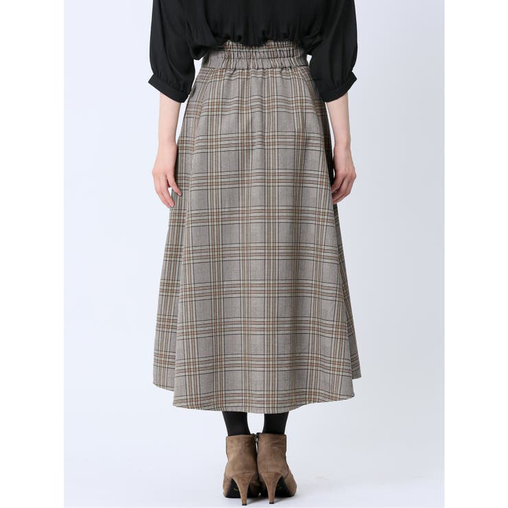 チェック柄 ロングフレアースカート | TAKA-Q WOMEN | 詳細画像7 
