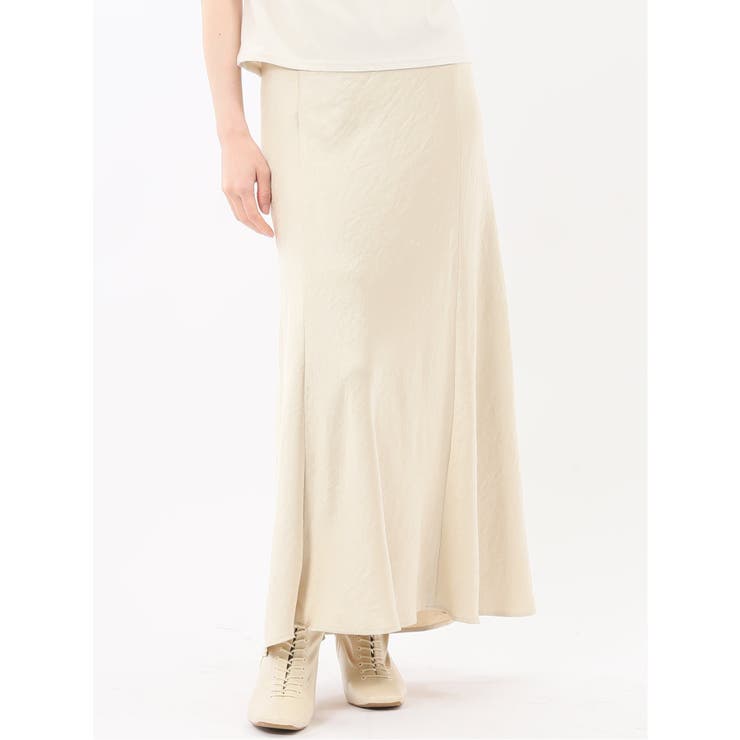33ベージュ | ストレッチサテン ロングスカート | TAKA-Q WOMEN