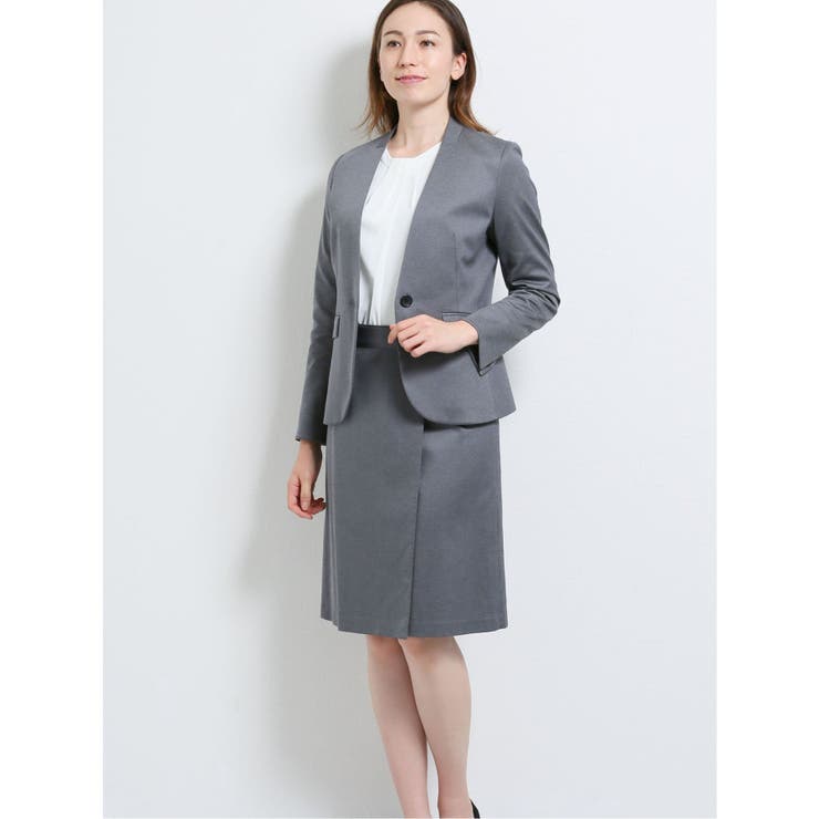 美品✨アイシービー グレー チェック ウォッシャブル セットアップ M 春夏 セットアップ対応】マシンウォッシャブル T/Rトロピカル W