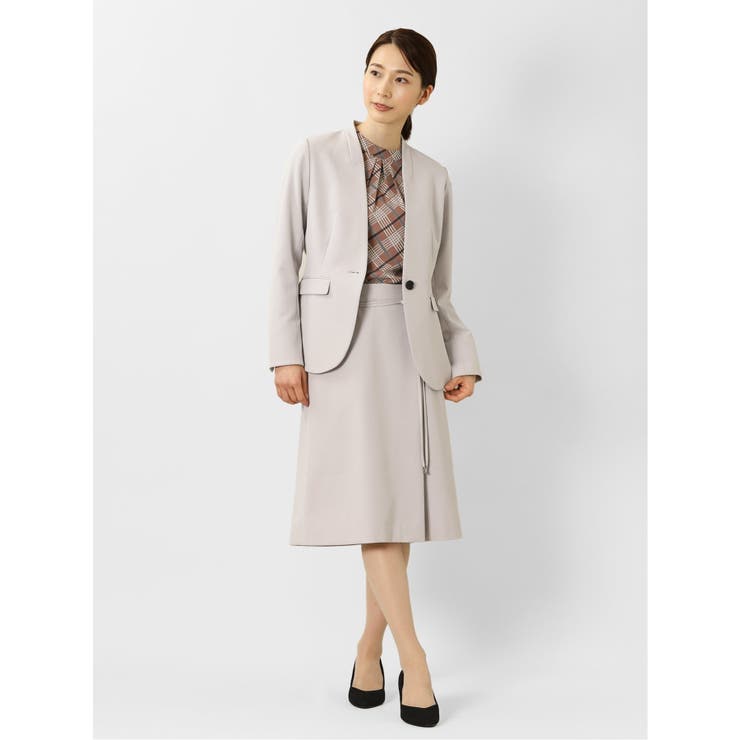 ダブルクロス セットアップ Aラインスカート ライトグレー | TAKA-Q WOMEN | 詳細画像10 