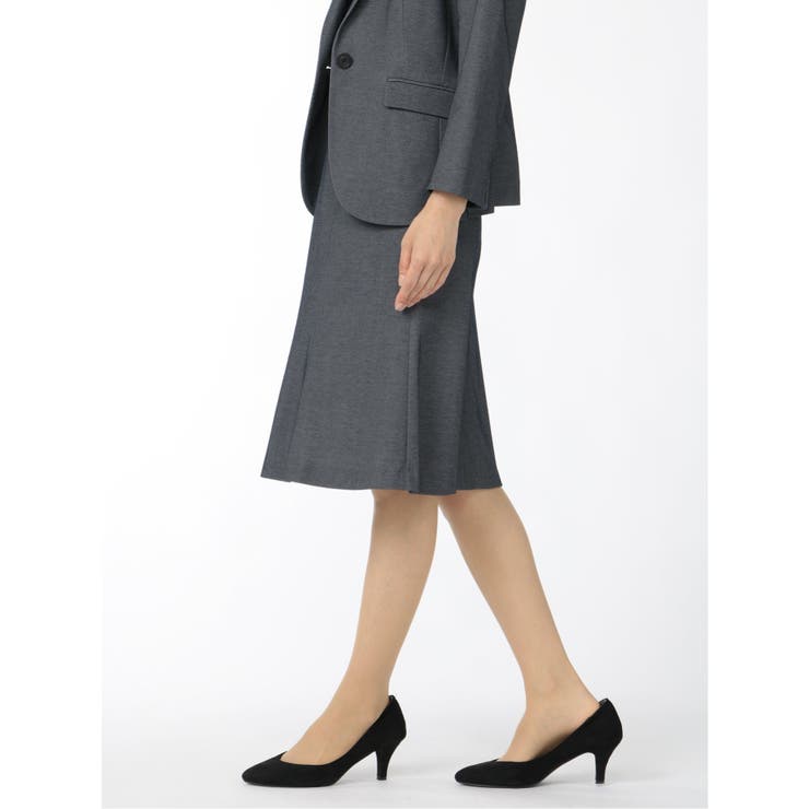 ドビーニット セットアップ マーメイドスカート 紺[品番：TKQJ0015430