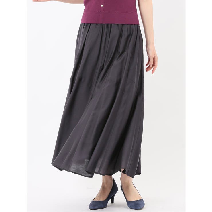 06グレー | シルキーローン タックギャザースカート | TAKA-Q WOMEN