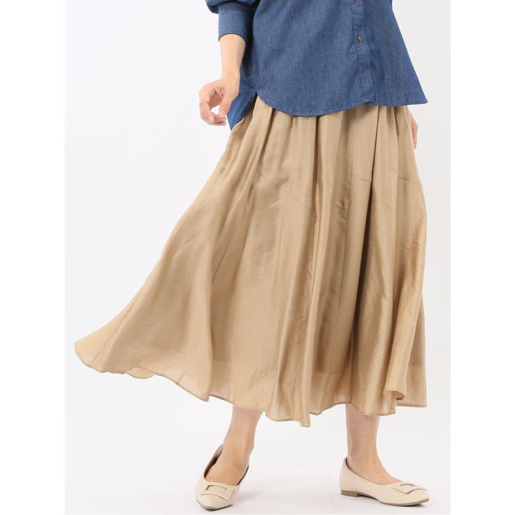 33ベージュ | シルキーローン タックギャザースカート | TAKA-Q WOMEN