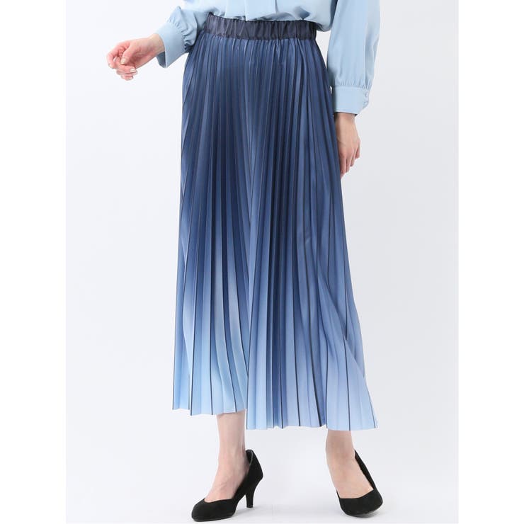 74ダルブルー | グラデーションプリーツ ロングスカート | TAKA-Q WOMEN