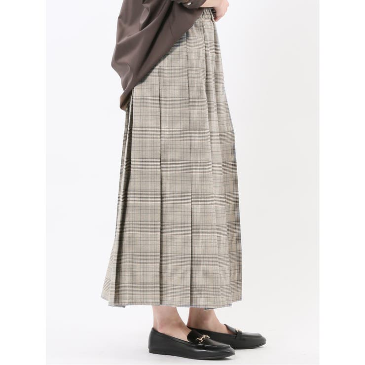 ストレッチウォッシャブル グレンチェック柄 プリーツスカート | TAKA-Q WOMEN | 詳細画像4 