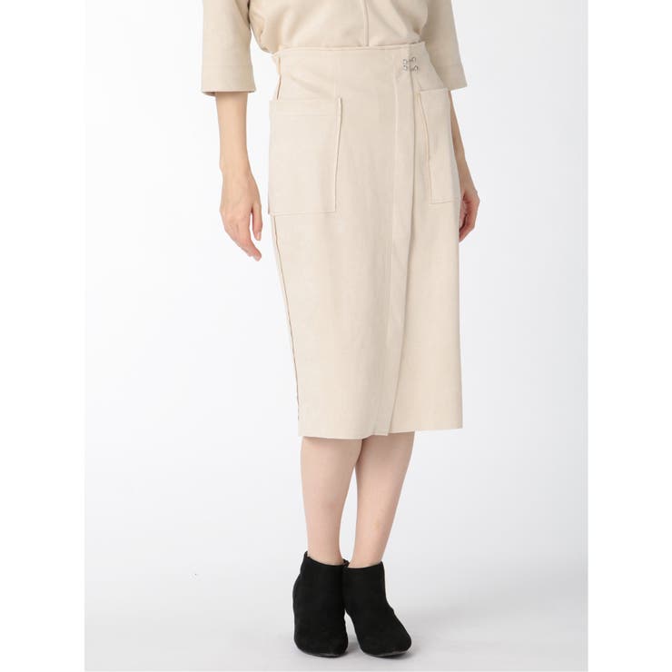 02アイボリー | スエード調 タイトスカート(セットアップ可能) | TAKA-Q WOMEN