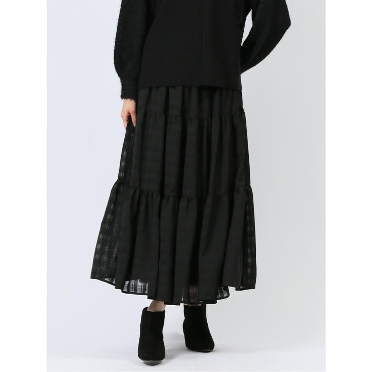 05黒 | ロング ティアードスカート | TAKA-Q WOMEN