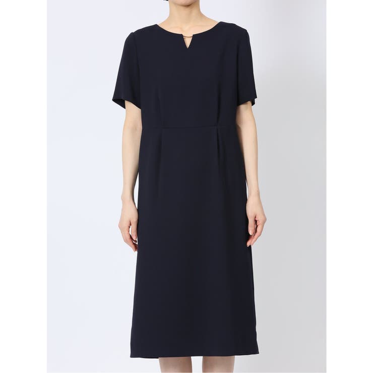 ストレッチウォッシャブル サックワンピース 紺・ダルブルー(セットアップ可能) | TAKA-Q WOMEN | 詳細画像6 