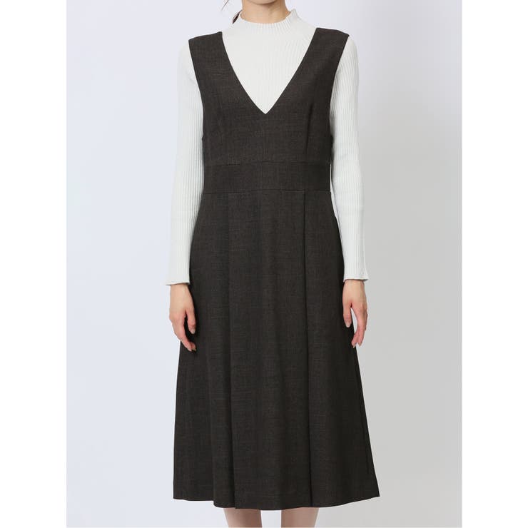 シャークスキン ジャンパースカート こげ茶(セットアップ可能) | TAKA-Q WOMEN | 詳細画像6 