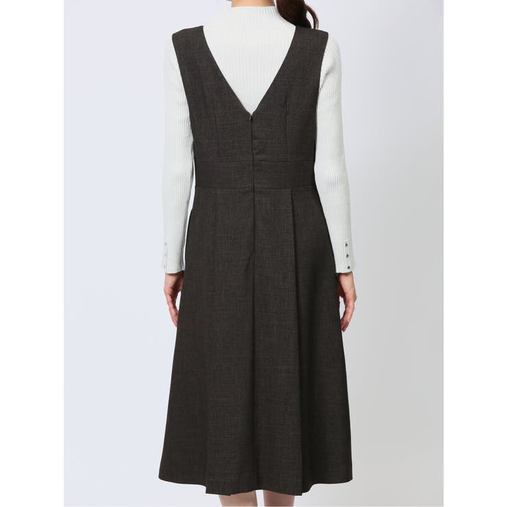 シャークスキン ジャンパースカート こげ茶(セットアップ可能) | TAKA-Q WOMEN | 詳細画像8 