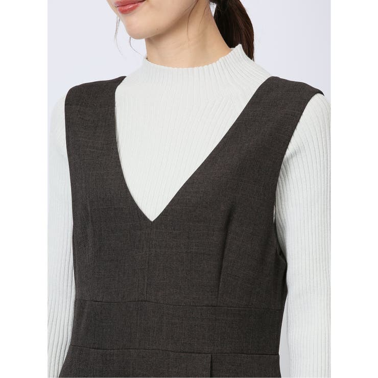 シャークスキン ジャンパースカート こげ茶(セットアップ可能) | TAKA-Q WOMEN | 詳細画像9 