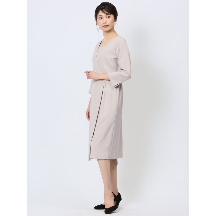 ウーリッシュ カシュクールワンピース ライトグレー(セットアップ可能) | TAKA-Q WOMEN | 詳細画像2 