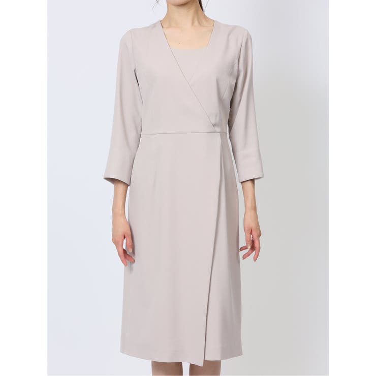 ウーリッシュ カシュクールワンピース ライトグレー(セットアップ可能) | TAKA-Q WOMEN | 詳細画像6 