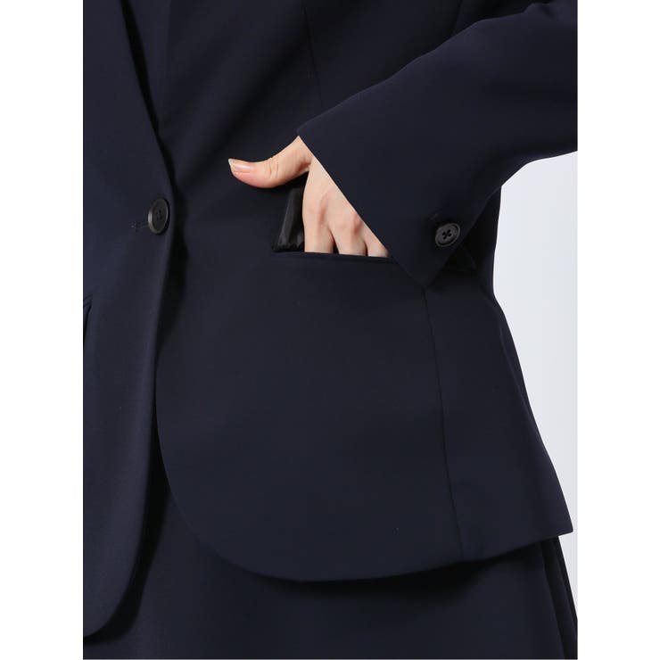 ストレッチウォッシャブル カラーレスジャケット 紺 | TAKA-Q WOMEN | 詳細画像10 