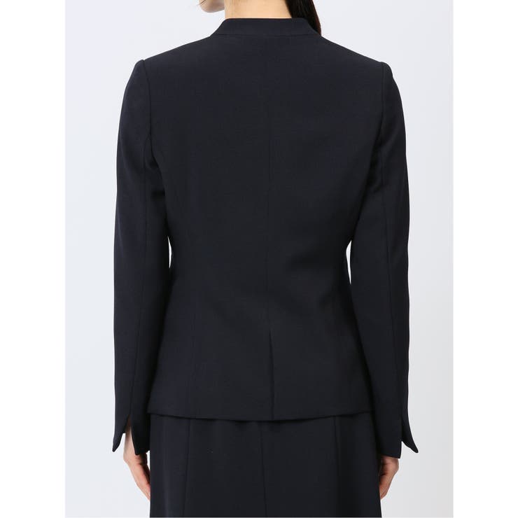 ストレッチウォッシャブル カラーレスジャケット 紺(セットアップ可能) | TAKA-Q WOMEN | 詳細画像9 