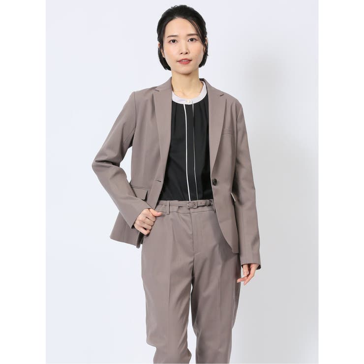 ストレッチウォッシャブル シャンブレーシャーク 1ボタンジャケット | TAKA-Q WOMEN | 詳細画像1 