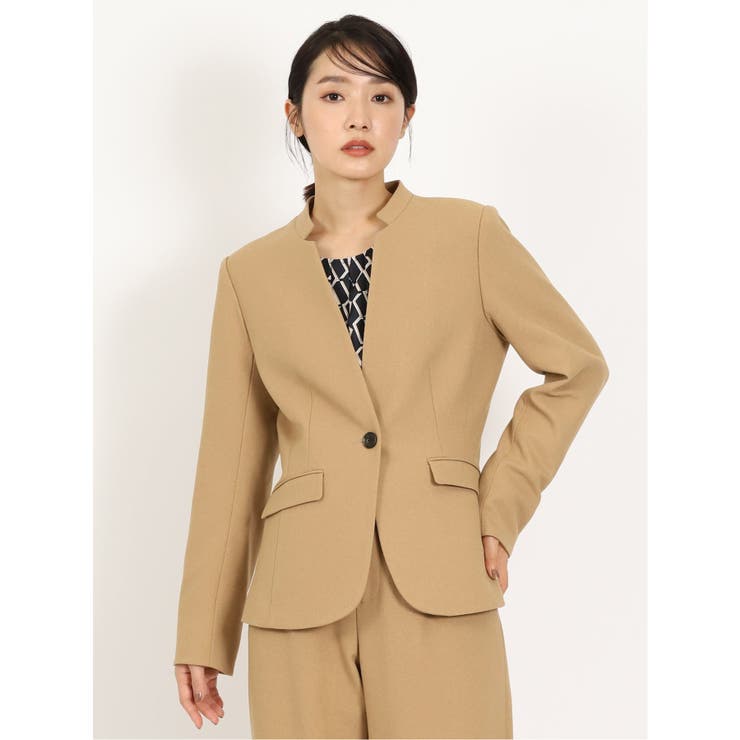 34キャメル | ウーリッシュ カラーレスジャケット キャメル(セットアップ可能) | TAKA-Q WOMEN