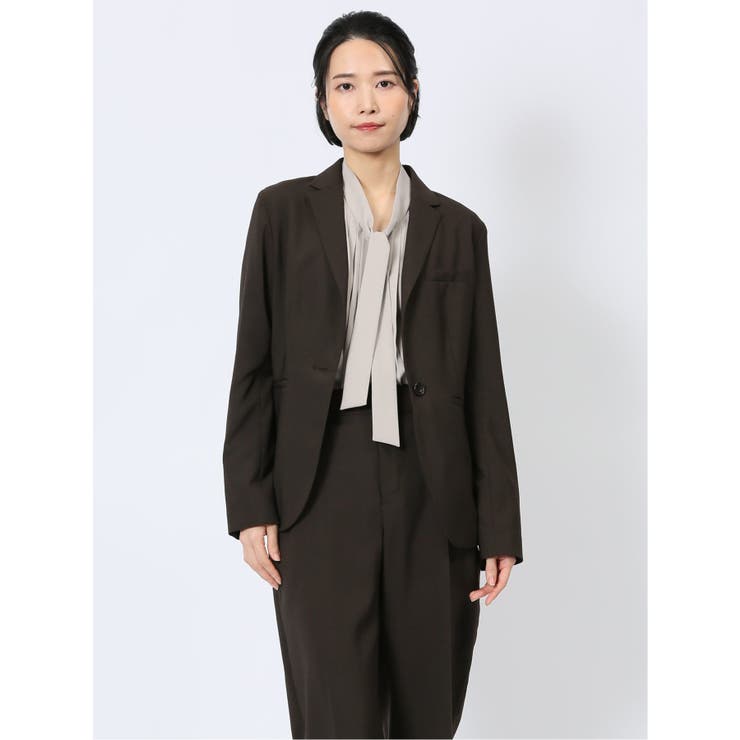 ウェザーストレッチウォッシャブル 1ボタンジャケット こげ茶 | TAKA-Q WOMEN | 詳細画像1 