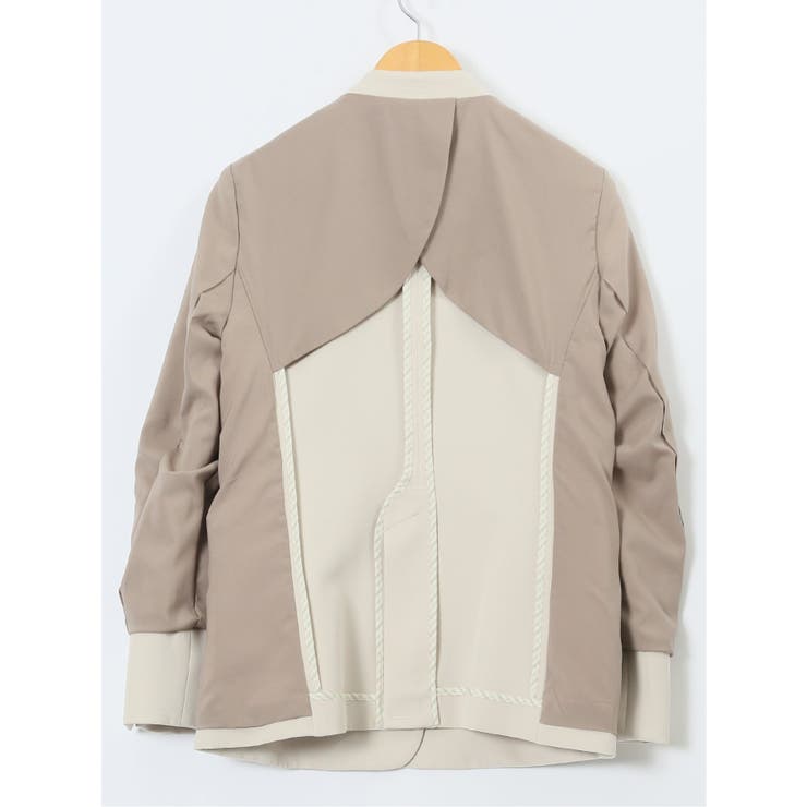 ダブルクロス カラーレスジャケット ベージュ(セットアップ可能) | TAKA-Q WOMEN | 詳細画像14 
