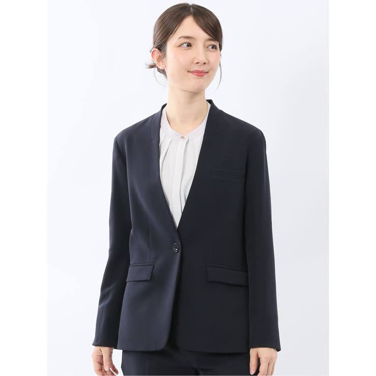 75紺 | ダブルクロス カラーレスジャケット 紺(セットアップ可能) | TAKA-Q WOMEN