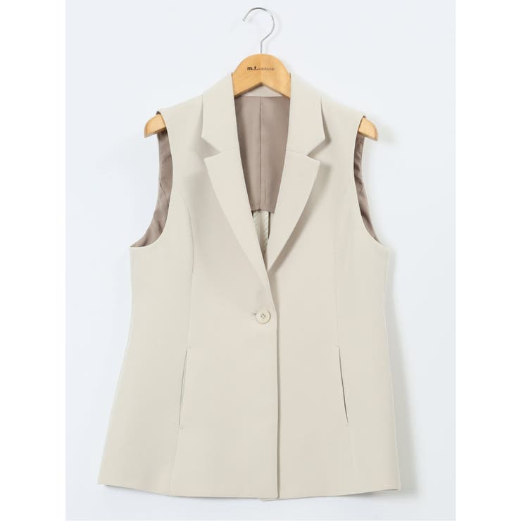 ダブルクロス ロングジレ ベージュ(セットアップ可能) | TAKA-Q WOMEN | 詳細画像11 