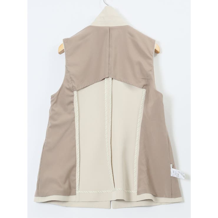 ダブルクロス ロングジレ ベージュ(セットアップ可能) | TAKA-Q WOMEN | 詳細画像14 